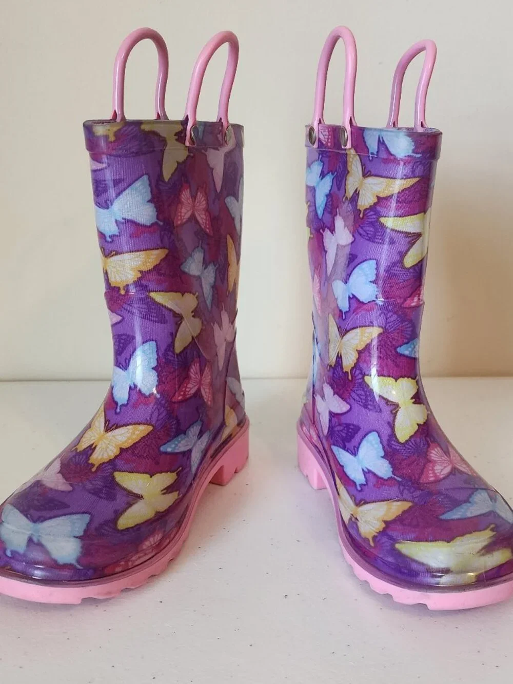Kids Butterfly Rain Boots | Purple Pink | Size 10
